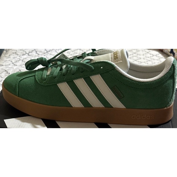 Adidas  VL Court 2.0 Green White Gum Lace Up Suede Athletic Unisex Free Shipping main image 7